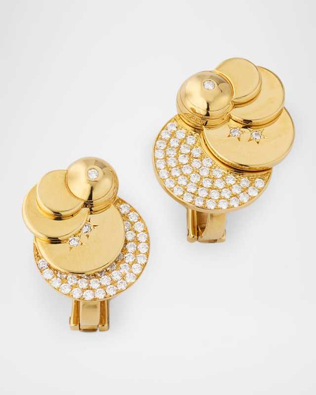 18K Yellow Gold Eclisse Diamond Earrings
